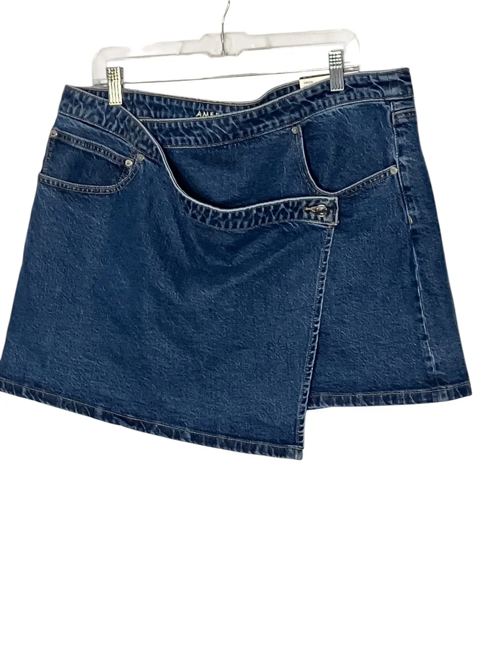 American Eagle Crossover Mini‎ Skirt Medium Blue Denim 18 NWT